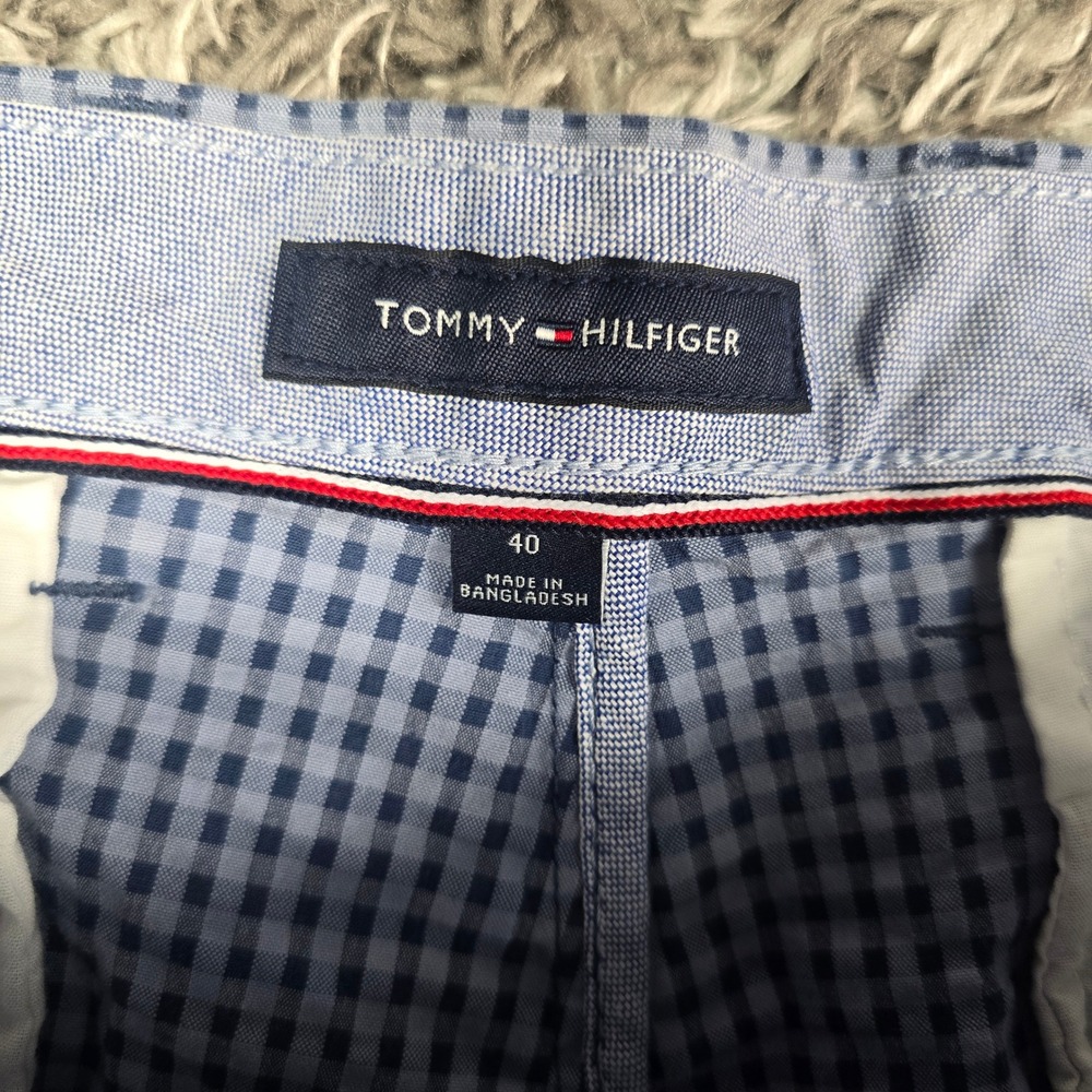 Tommy Hilfiger Mens Blue Gingham Check Chino Shorts Size 40 78J4911-410 Stretch - Picture 4 of 9